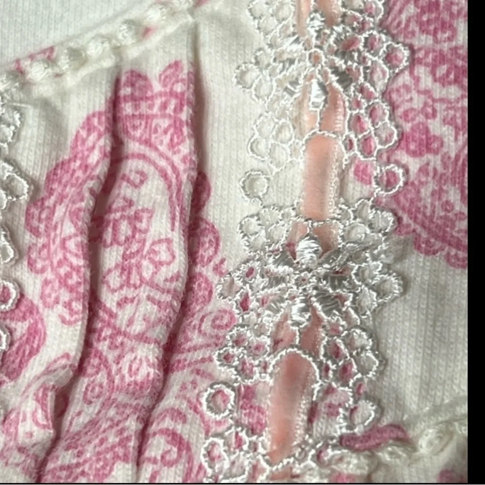 Aria Long Sleeve Night Gown White/Pink Paisley Size Small